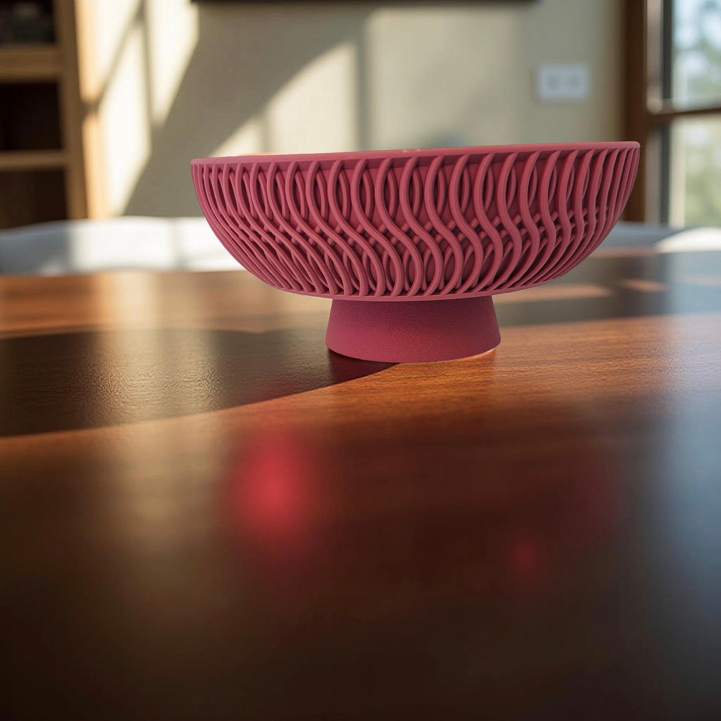 3D Printed Terracotta Wave Decorative Bowl with Hidden Compartment