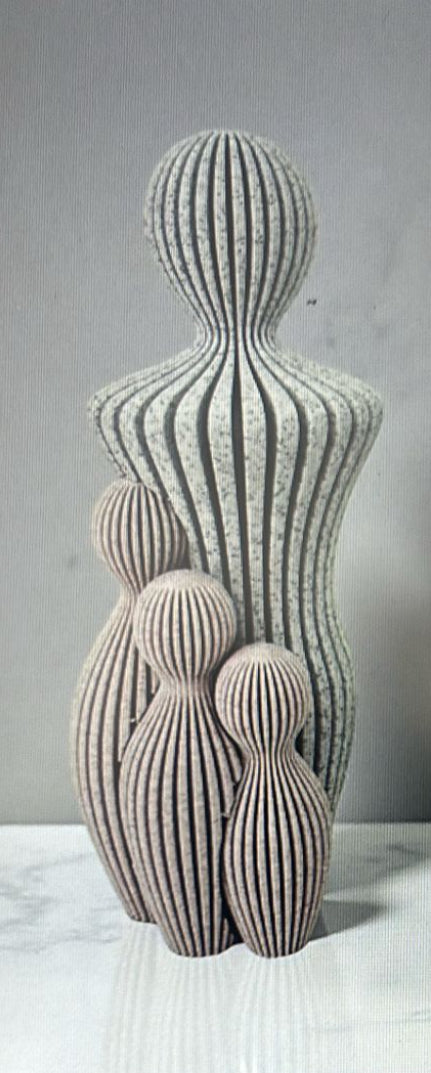 3D Printed Family Statue - Parent and Three Children
