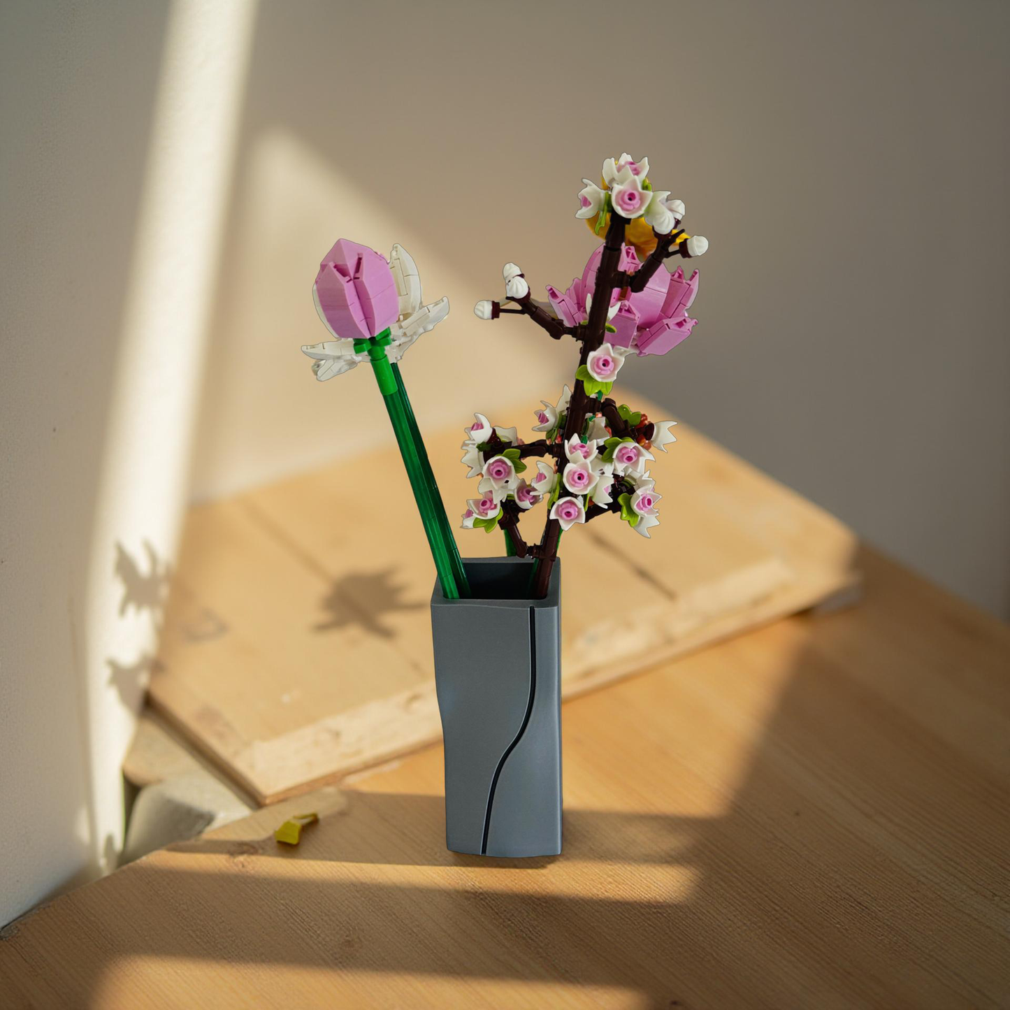 Vase for Lego or Dried Flowers 15cm 3D-Printed Vase in Pastel & Sleek Greys