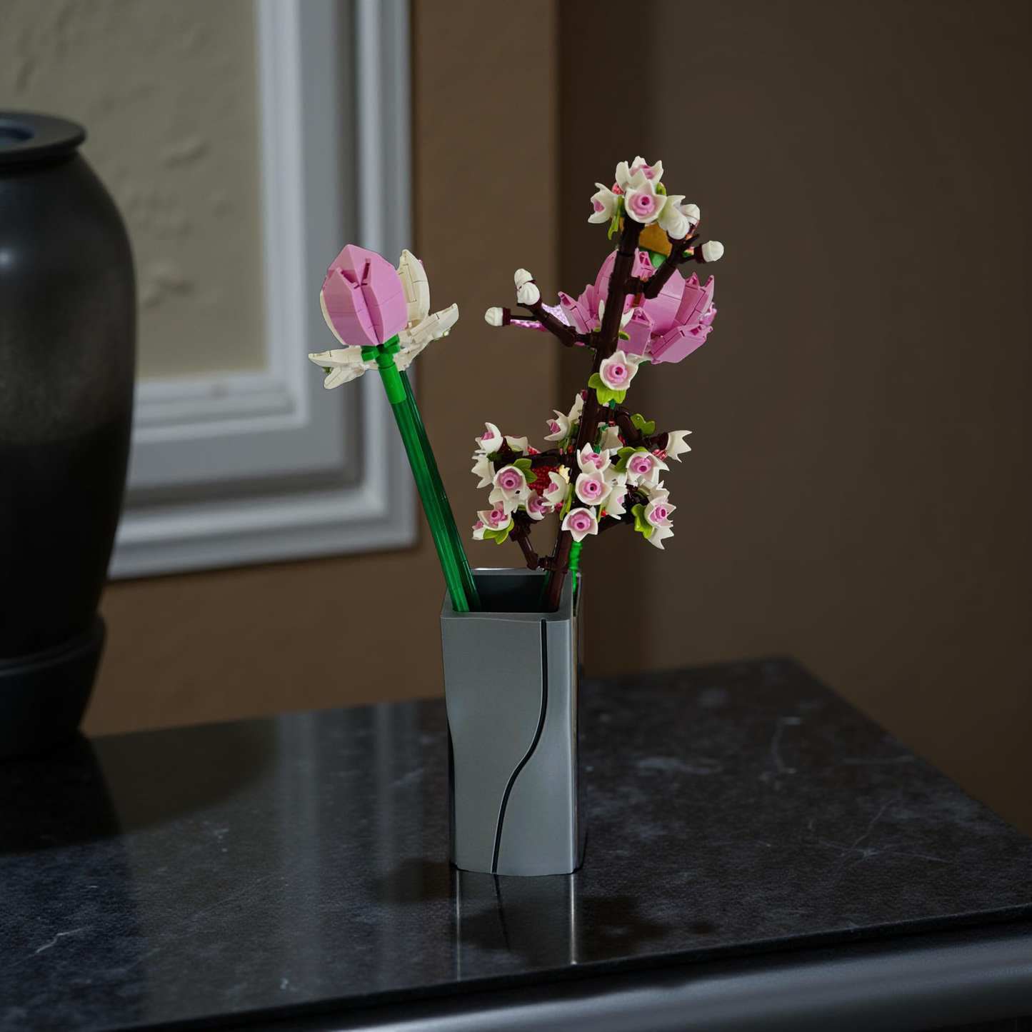 Vase for Lego or Dried Flowers 15cm 3D-Printed Vase in Pastel & Sleek Greys