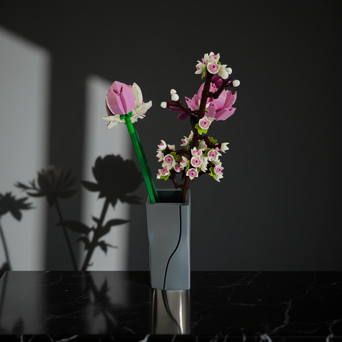 Vase for Lego or Dried Flowers 15cm 3D-Printed Vase in Pastel & Sleek Greys