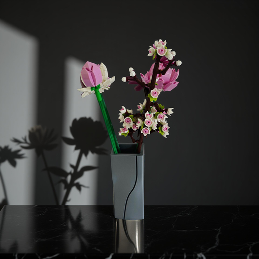 Vase for Lego or Dried  Flowers 15cm 3D-Printed Vase in Pastel & Sleek Greys