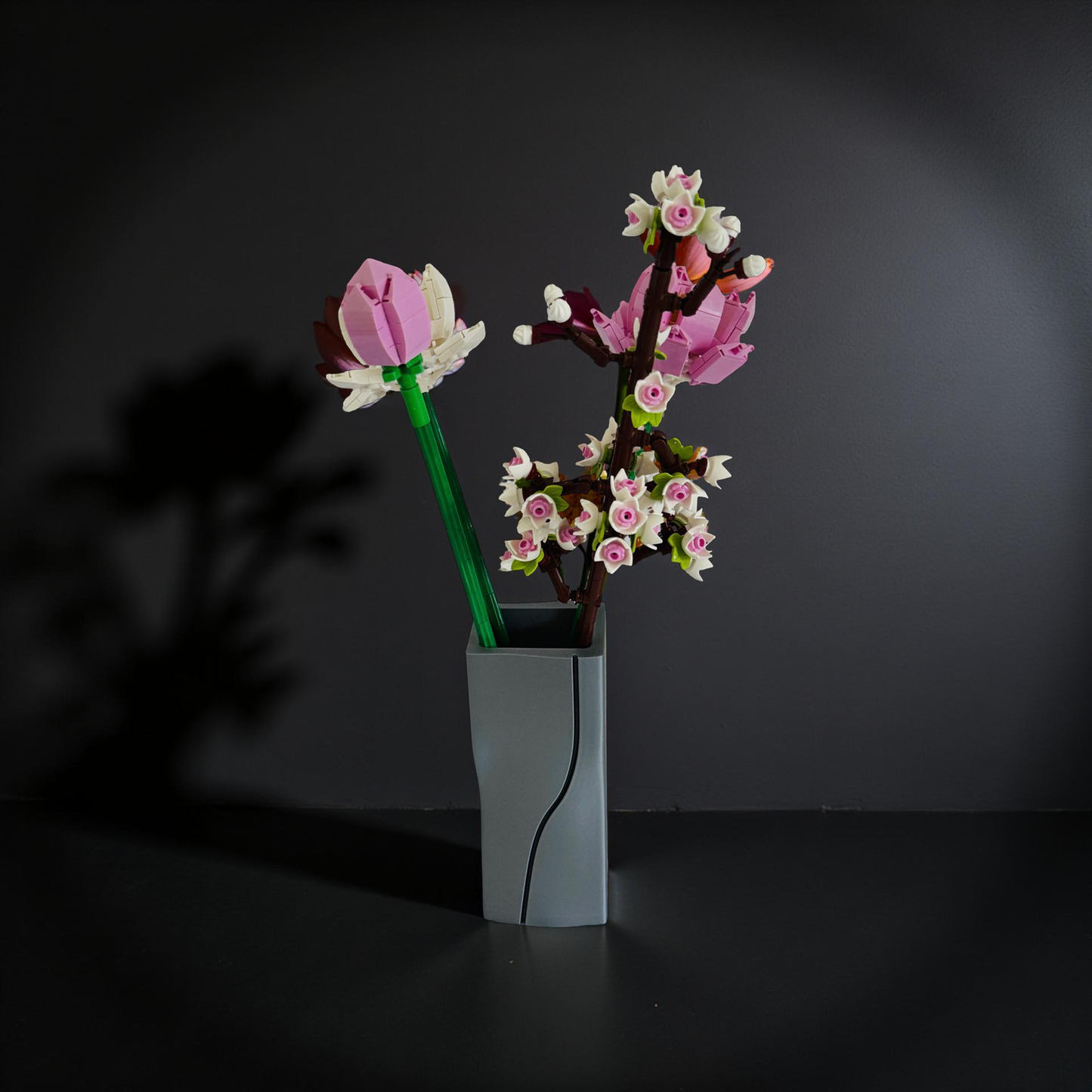 Vase for Lego or Dried Flowers 15cm 3D-Printed Vase in Pastel & Sleek Greys