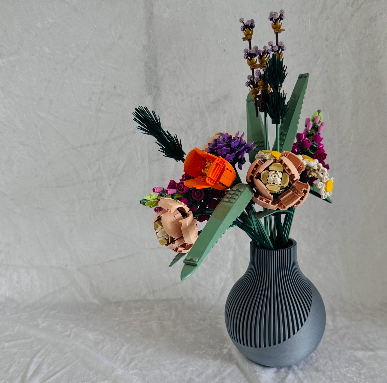 Vase for Lego Or Dried Flowers 18cm 3D-Printed in Pastel & Sleek Greys