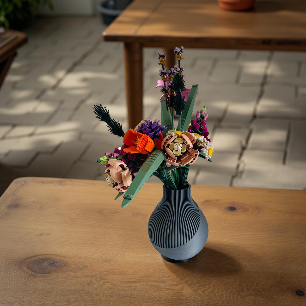 Vase for Lego Or Dried Flowers 18cm 3D-Printed in Pastel & Sleek Greys