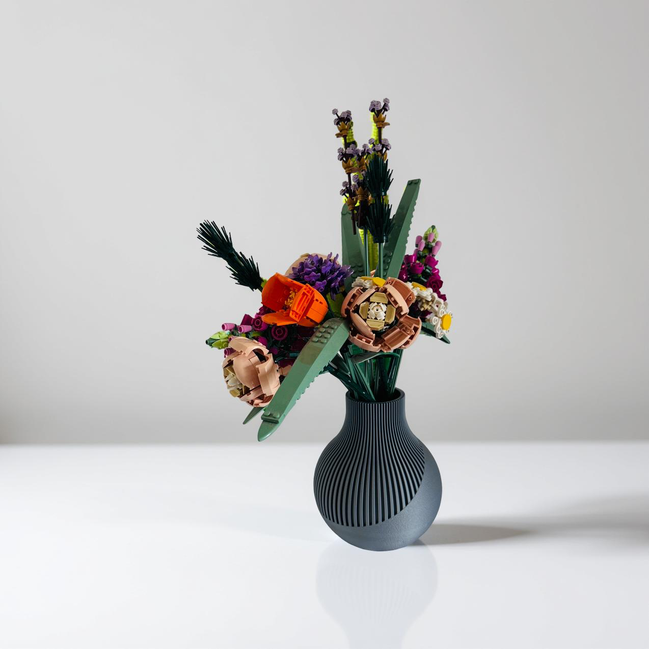 Vase for Lego Or Dried Flowers 18cm 3D-Printed in Pastel & Sleek Greys
