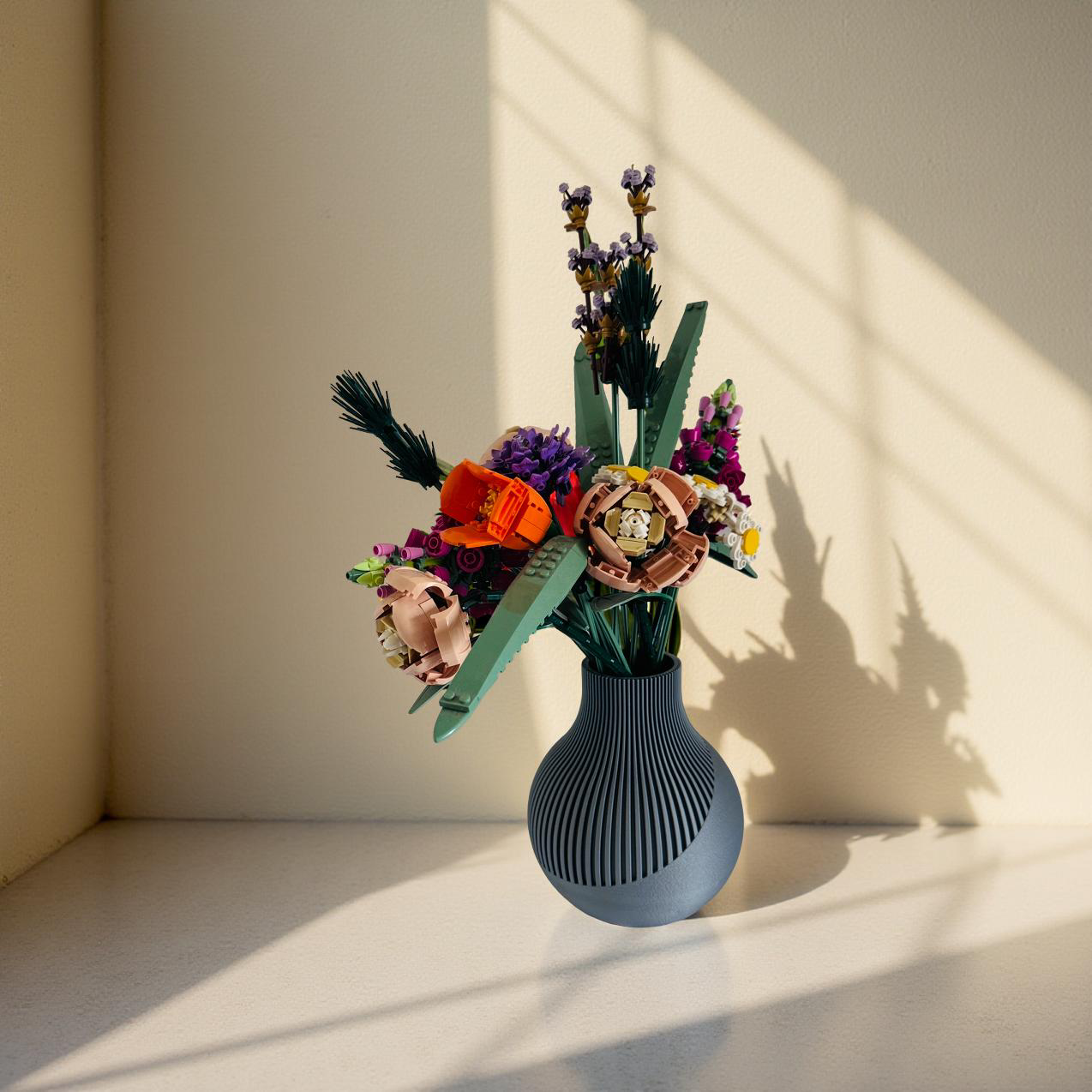Vase for Lego Or Dried Flowers 18cm 3D-Printed in Pastel & Sleek Greys