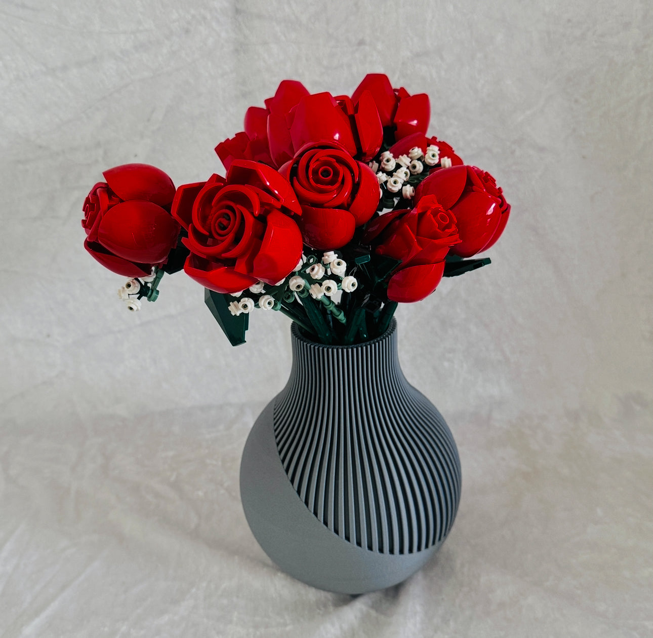 Vase for Lego Or Dried Flowers 18cm 3D-Printed in Pastel & Sleek Greys