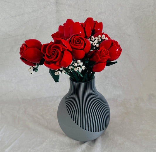Vase for Lego Or Dried Flowers 18cm 3D-Printed in Pastel & Sleek Greys