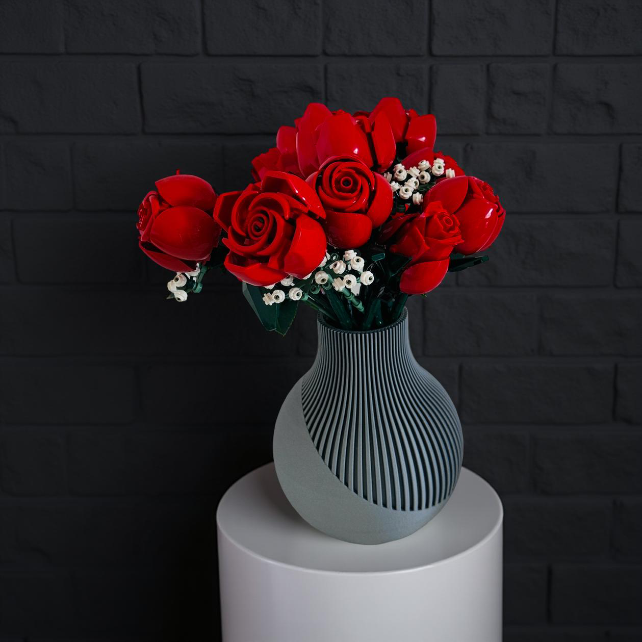 Vase for Lego Or Dried Flowers 18cm 3D-Printed in Pastel & Sleek Greys