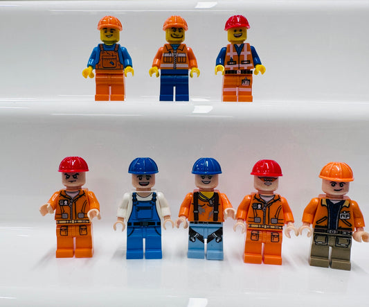 Custom Workforce/construction Minifigures Set Of 8 Figures