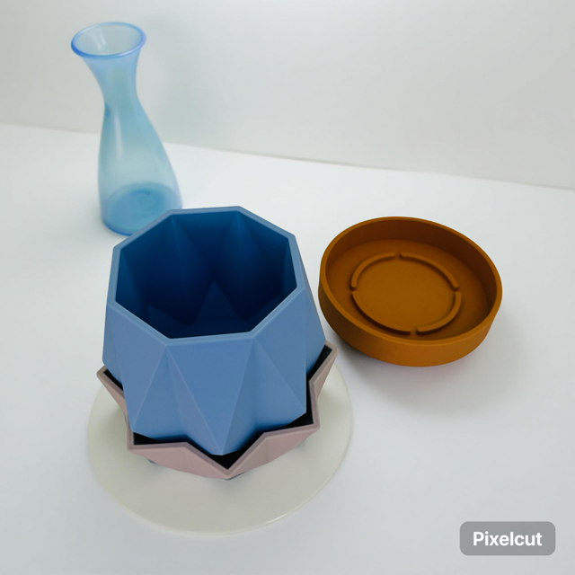 Blue Hexagon Dual Tray Planter