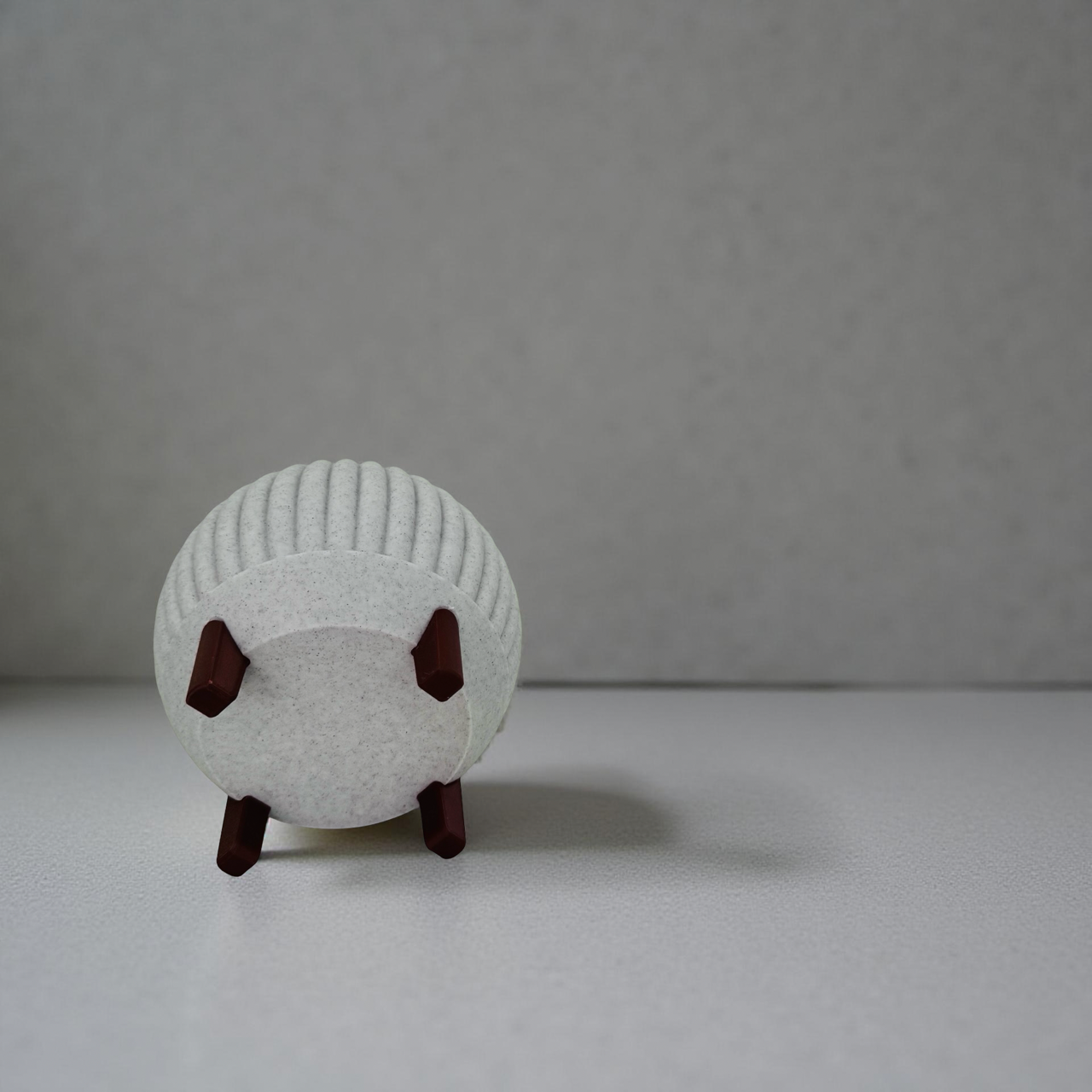 3D Printed Grey Marble Planter with Black Legs