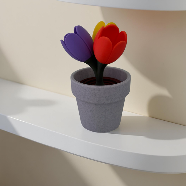 3D Printed Tulip Flower in Pot Fidget Toy