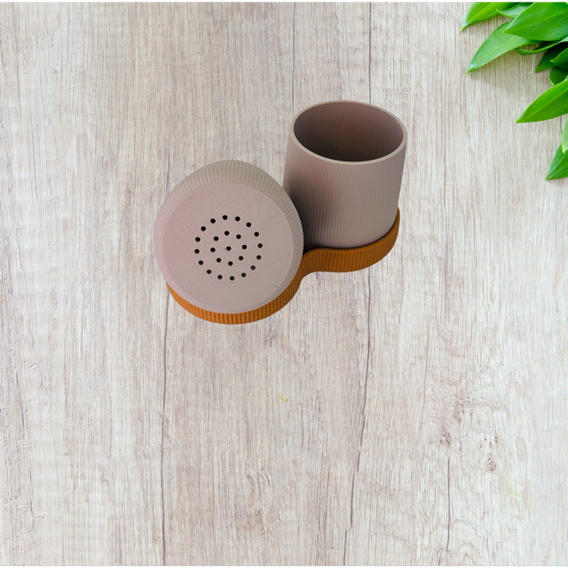 Duo Beige Planters with Mustard Tray