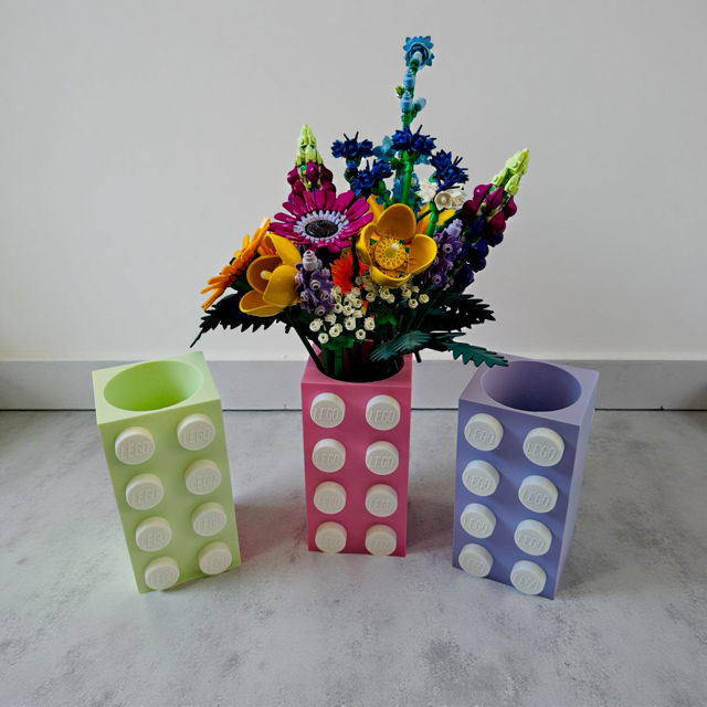Pastel Brick Vase with White Dotted Design