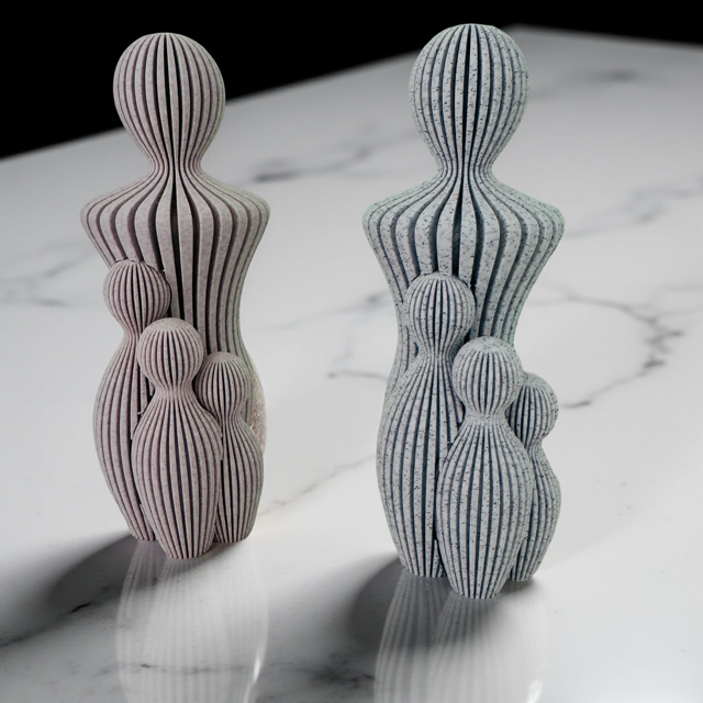 3D Printed Family Statue - Parent and Three Children