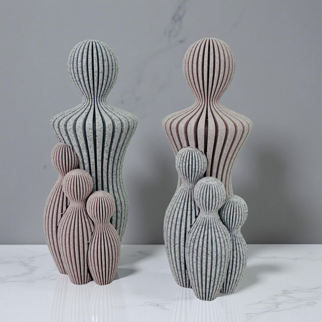 3D Printed Family Statue - Parent and Three Children