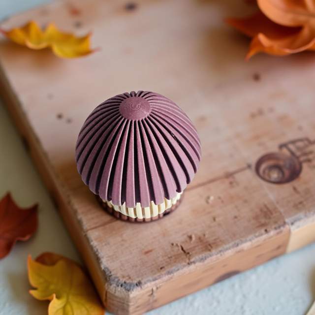 Small Mushroom Container with Textured Ribbed Top