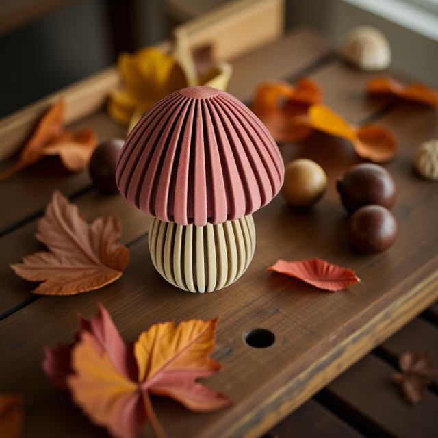 Small Mushroom Container with Textured Ribbed Top