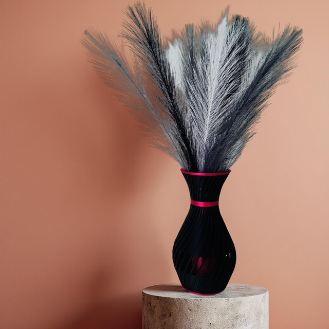 3D Printed Black and Red Vase with Striking Red Insert