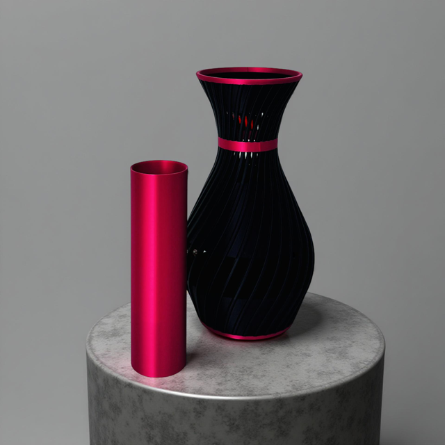 3D Printed Black and Red Vase with Striking Red Insert