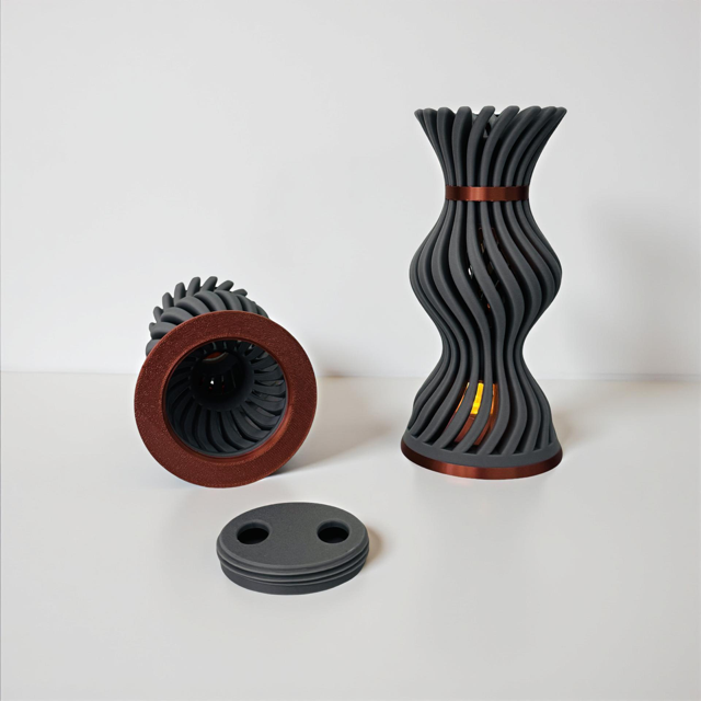 3D Printed Grey and Copper Candlestick & Tealight Holder - Set of Two