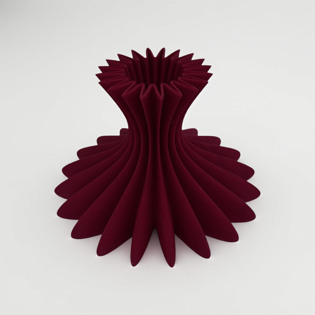 3D Printed Red Sculptual Vase