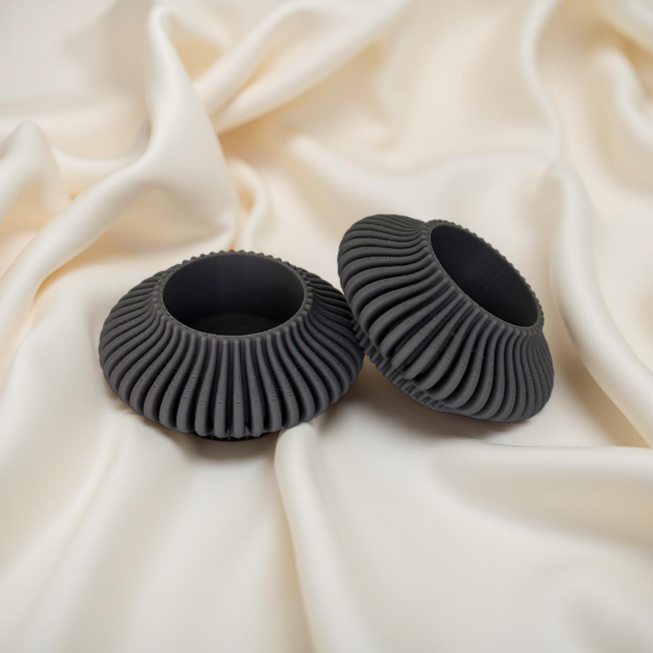 3D Printed Grey Tealight Holders and Tealights - Set of Two