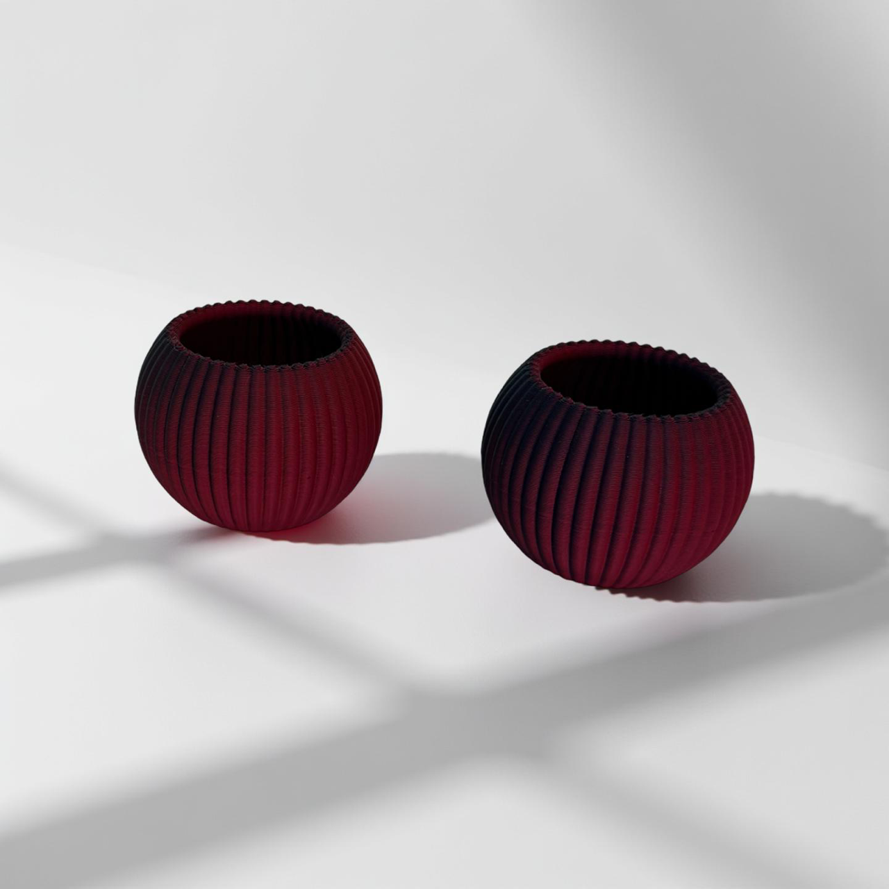 3D Printed Blue and Red Two-Tone Tealight Holders and Tealights - Set of Two