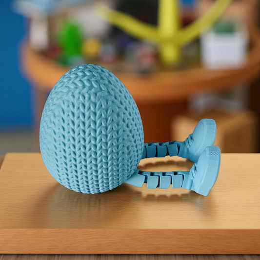 Articulated Urban Easter Egg Buddy - 3D printed Self Sitter with flexi Legs & Stylish Trainers