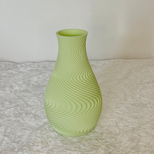Ethereal Hues Vase 17cm 3D- Printed Vase in Pastel, Wood & Sleek Greys