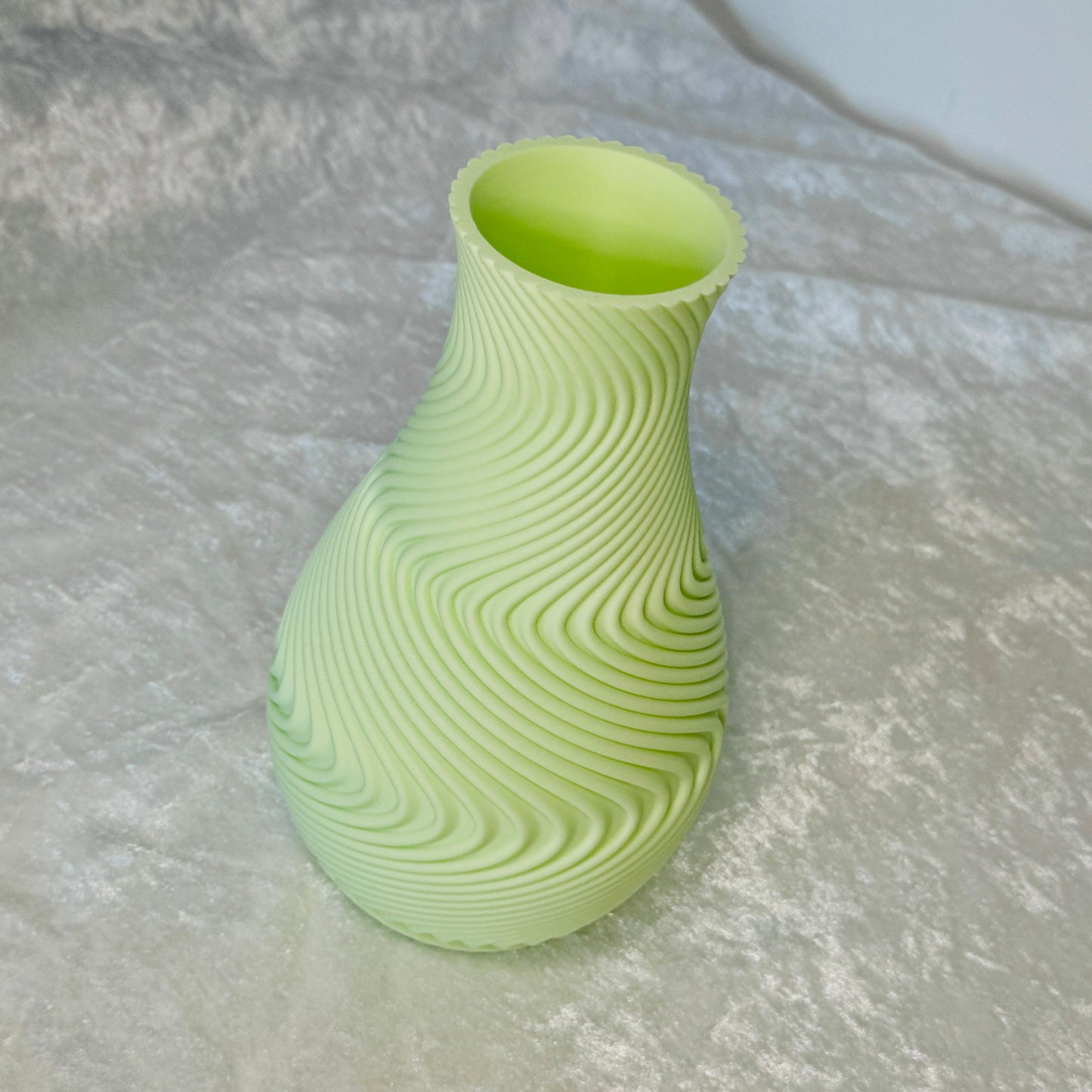 Ethereal Hues Vase 17cm 3D- Printed Vase in Pastel, Wood & Sleek Greys