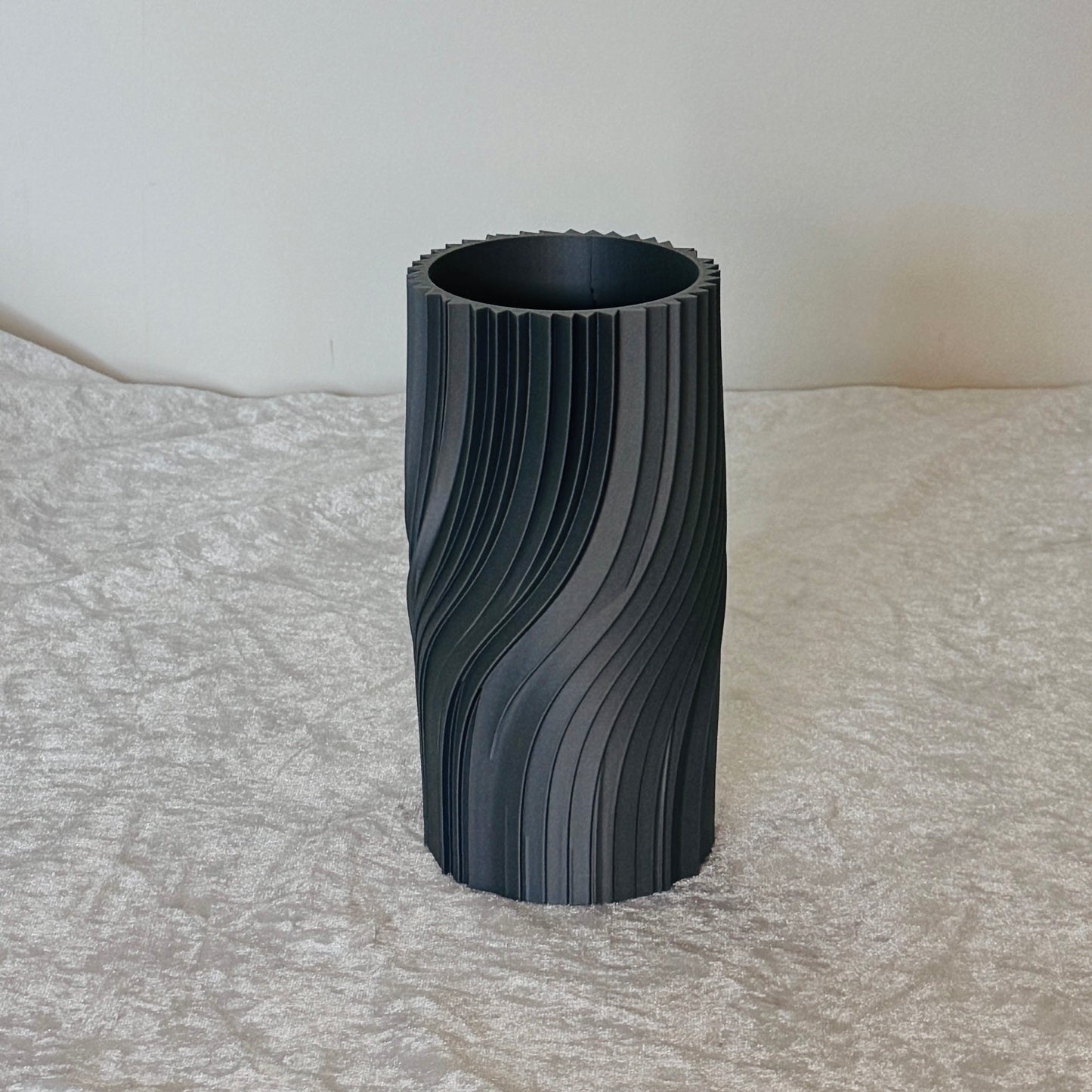 Ethereal Hues: 15cm 3D-Printed Vase in Pastel, Wood Tones & Sleek Greys