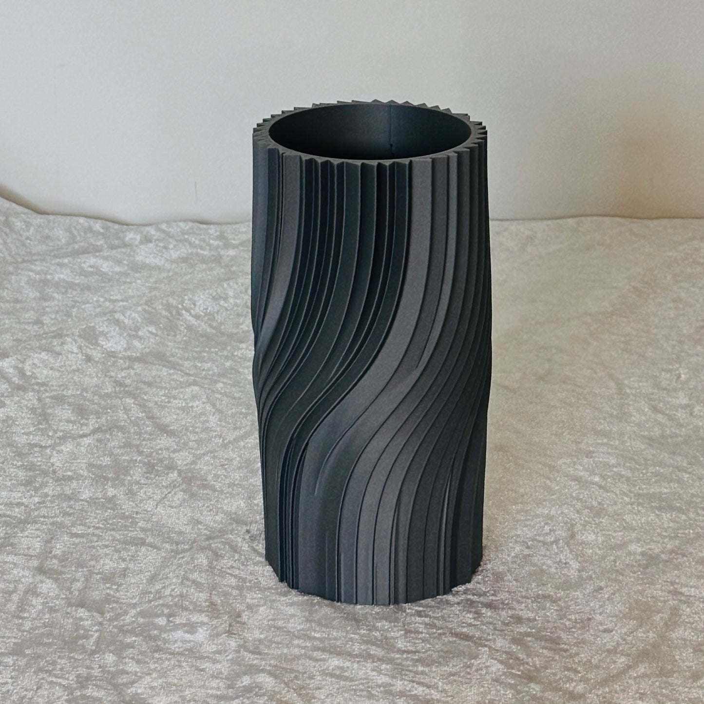Ethereal Hues: 15cm 3D-Printed Vase in Pastel, Wood Tones & Sleek Greys