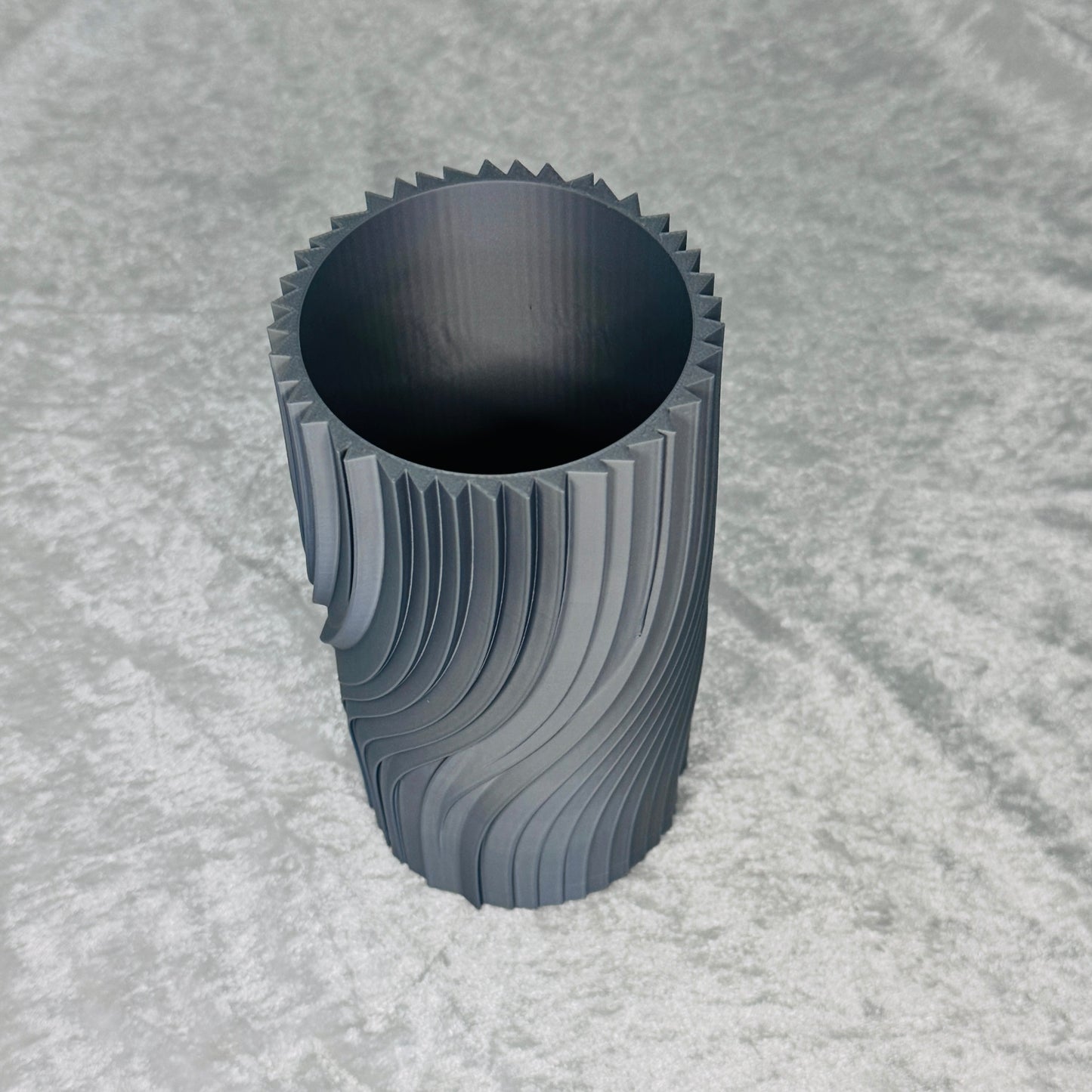 Ethereal Hues: 15cm 3D-Printed Vase in Pastel, Wood Tones & Sleek Greys