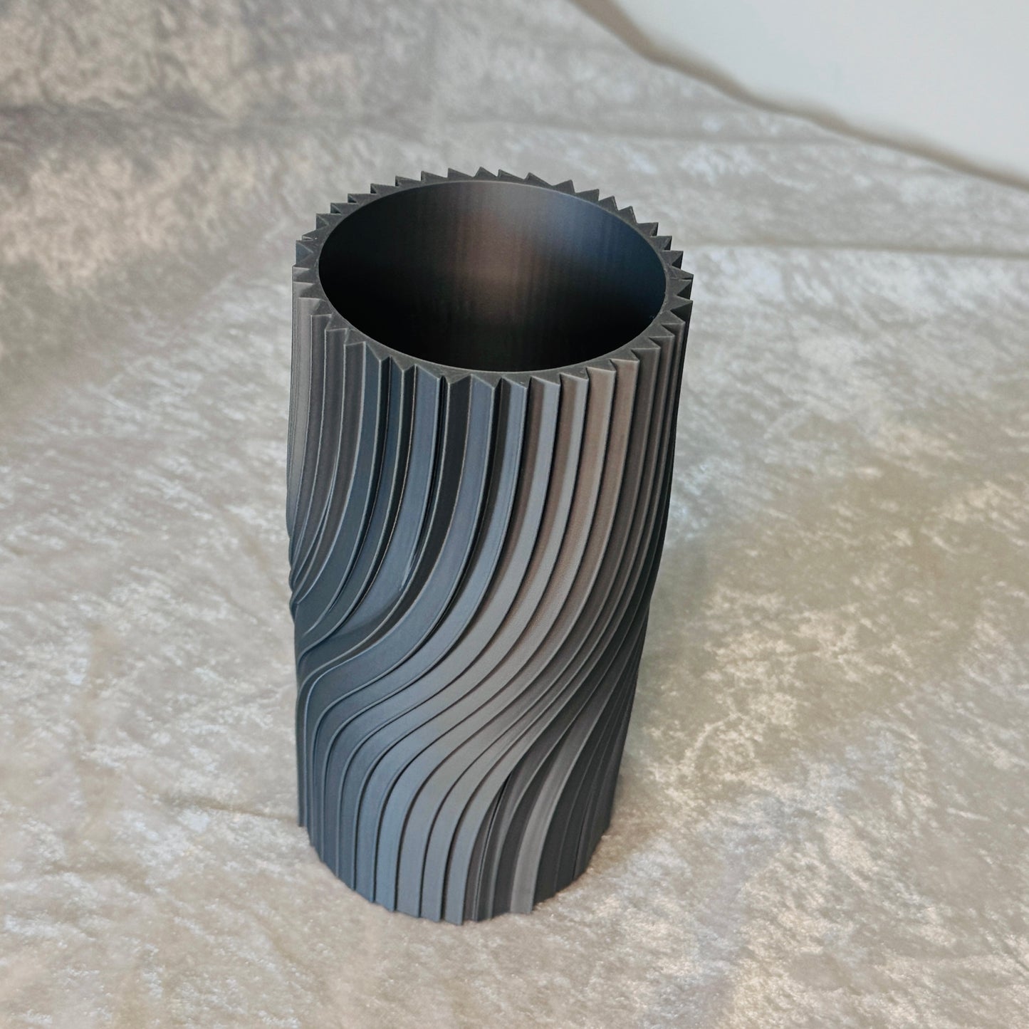 Ethereal Hues: 15cm 3D-Printed Vase in Pastel, Wood Tones & Sleek Greys