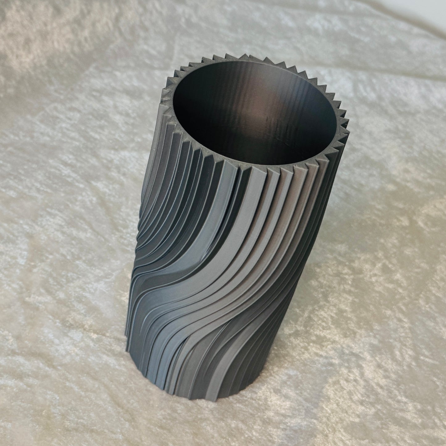 Ethereal Hues: 15cm 3D-Printed Vase in Pastel, Wood Tones & Sleek Greys