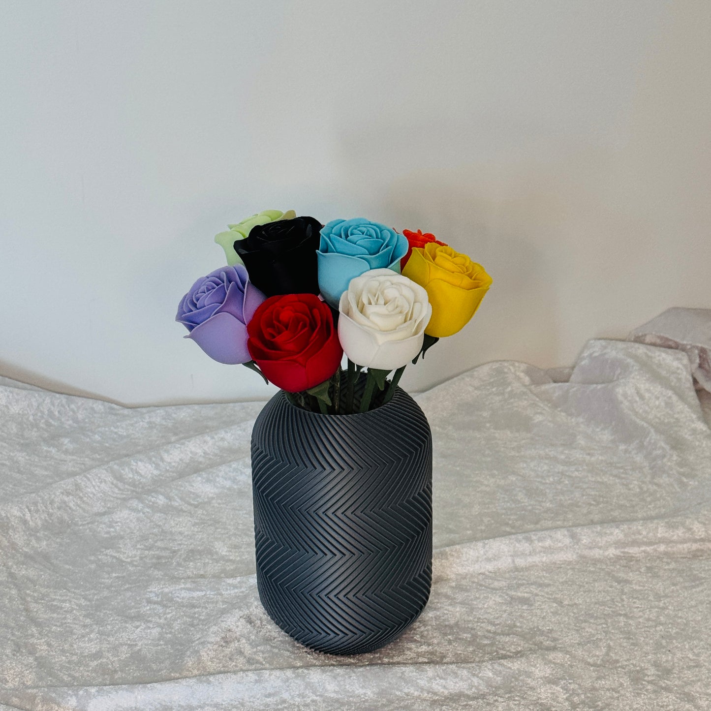Ethereal Hues: 15cm 3D-Printed Vase in Pastel, Wood Tones & Sleek Greys