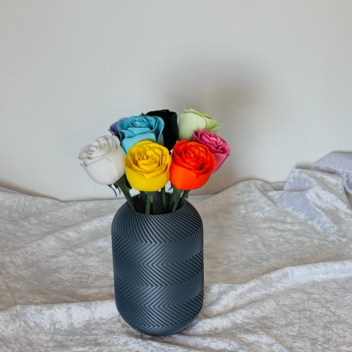 Ethereal Hues: 15cm 3D-Printed Vase in Pastel, Wood Tones & Sleek Greys