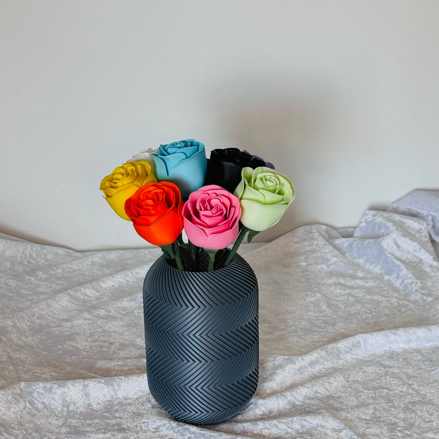 Ethereal Hues: 15cm 3D-Printed Vase in Pastel, Wood Tones & Sleek Greys