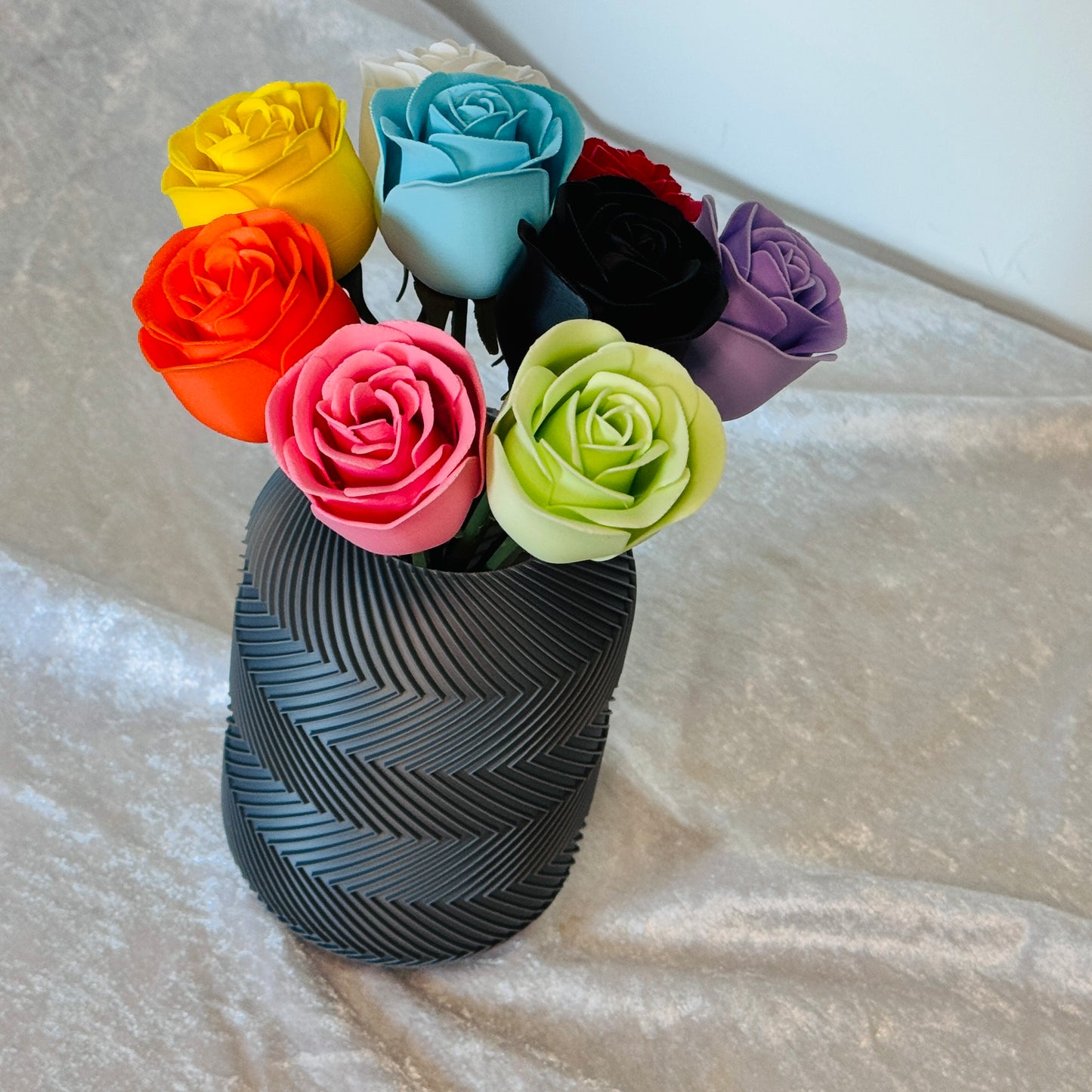 Ethereal Hues: 15cm 3D-Printed Vase in Pastel, Wood Tones & Sleek Greys