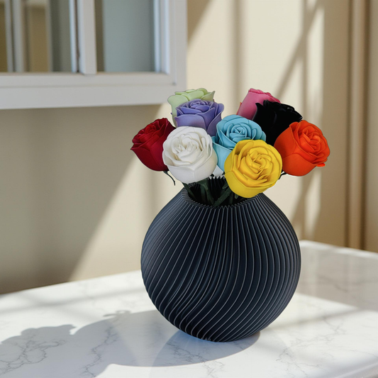 Ethereal Hues: 15cm 3D-Printed Vase in Pastel, Wood Tones & Sleek Greys