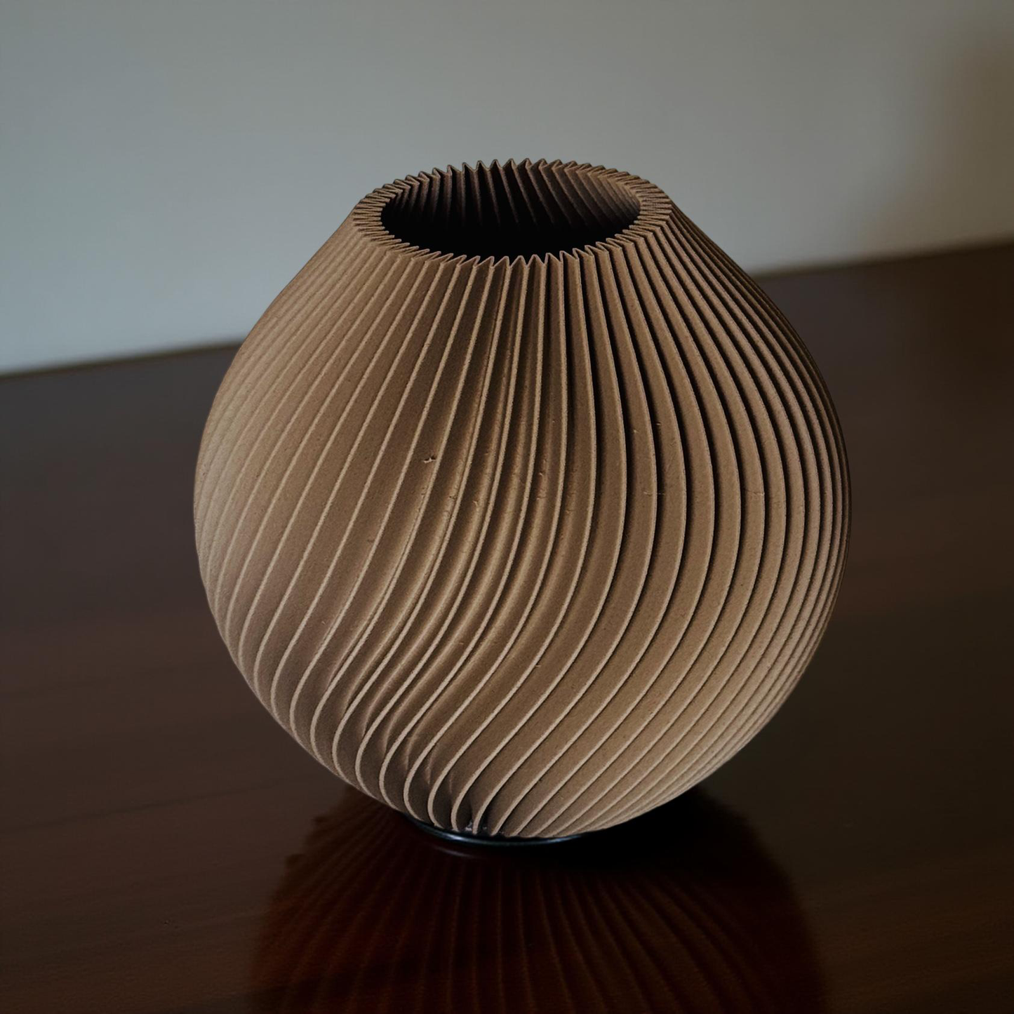 Ethereal Hues: 15cm 3D-Printed Vase in Pastel, Wood Tones & Sleek Greys
