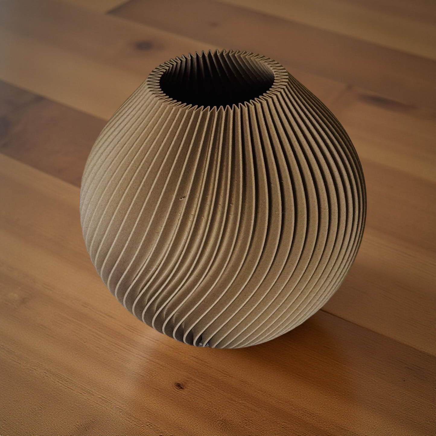 Ethereal Hues: 15cm 3D-Printed Vase in Pastel, Wood Tones & Sleek Greys