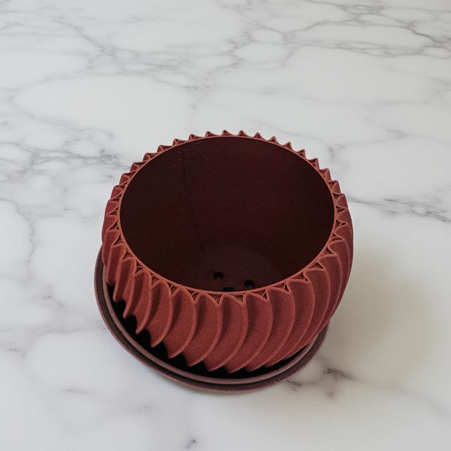 3D Printed Brown Spiral Planter