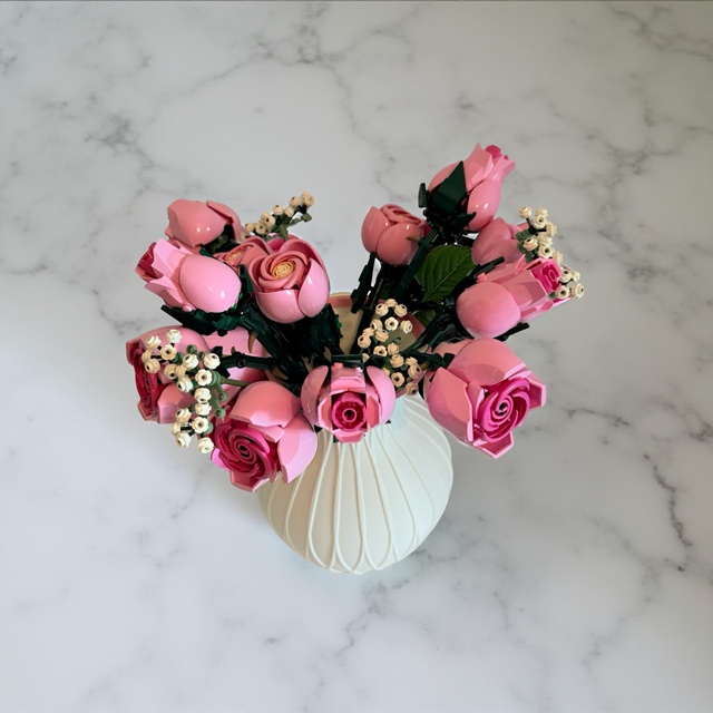 Pink & White Textured Vase for Lego Flowers