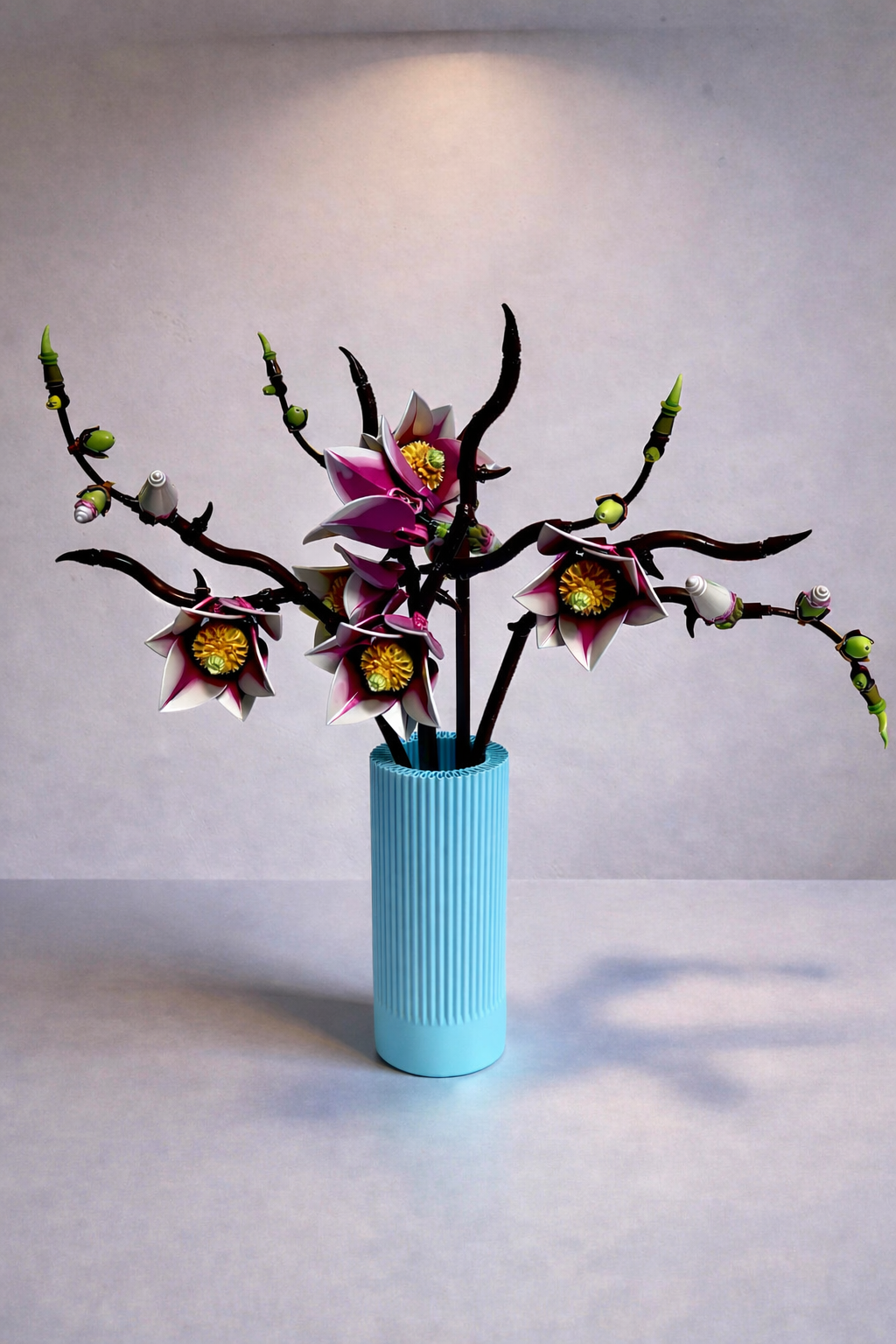 Vase for LEGO Magnolia Branches 11510 | Modern Ribbed Vase | 18cm Tall