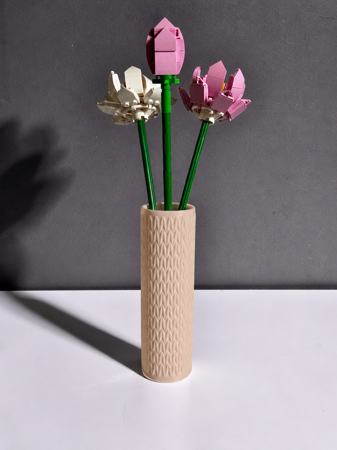 Vase for LEGO Lotus Flowers 40647 | Modern Knitted Vase | 17cm Tall