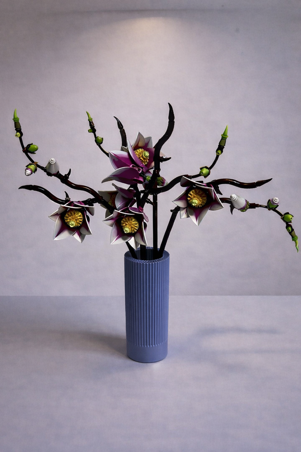 Vase for LEGO Magnolia Branches 11510 | Modern Ribbed Vase | 18cm Tall
